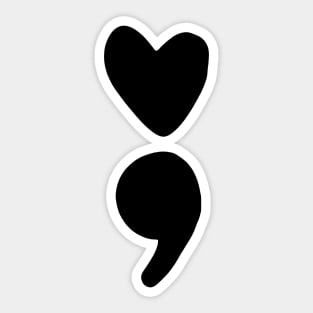 semicolon heart (black) Sticker